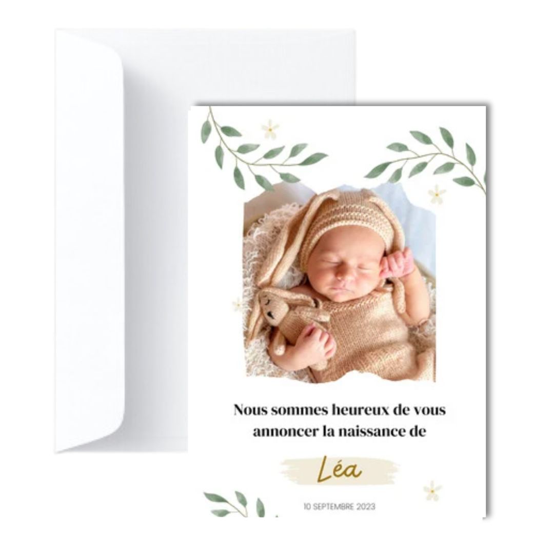 Faire Part de Naissance Feuille