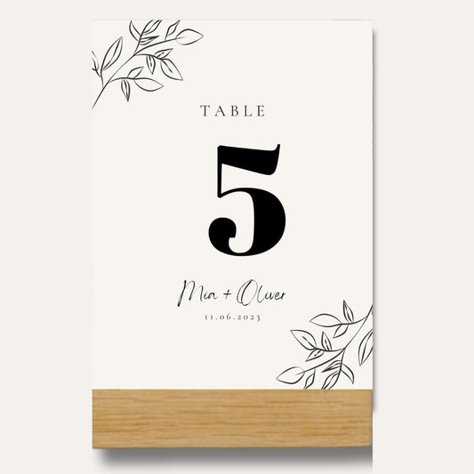 Carte de Numéro de table + Porte Carte bois (modèle 5)